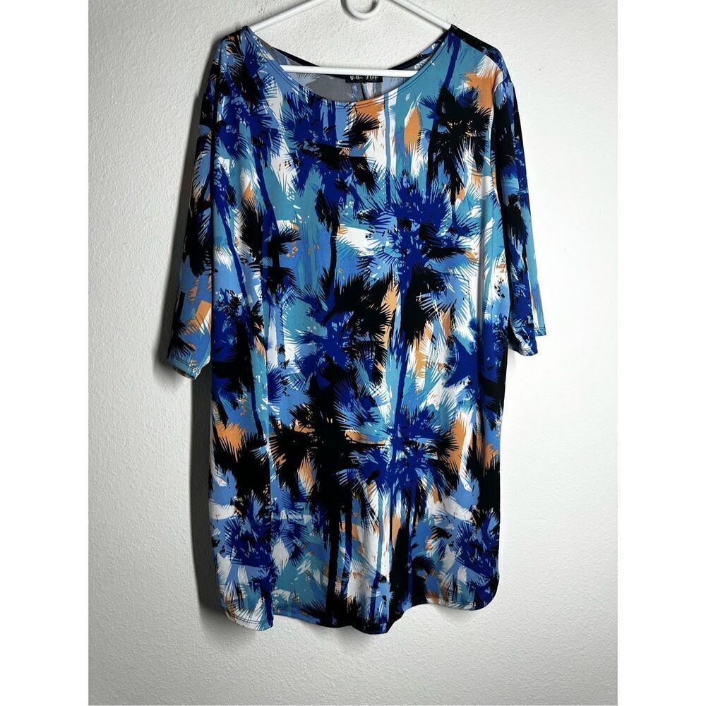 Bella Flore Womens Medium Clinky Hawaiian Print Tunic Shirt Blouse Sz L *Notes